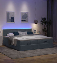 Ottoman-Bett mit Matratzen & LEDs Dunkelgrau 200x200 cm Samt