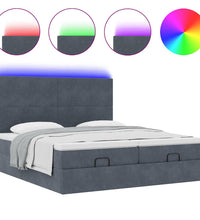 Ottoman-Bett mit Matratzen & LEDs Dunkelgrau 200x200 cm Samt