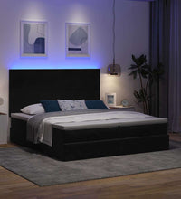 Ottoman-Bett mit Matratzen & LEDs Schwarz 200x200 cm Samt