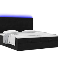 Ottoman-Bett mit Matratzen & LEDs Schwarz 200x200 cm Samt