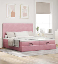 Ottoman-Bett mit Matratzen & LEDs Rosa 200x200 cm Samt