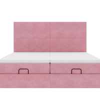Ottoman-Bett mit Matratzen & LEDs Rosa 200x200 cm Samt