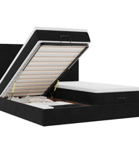 Ottoman-Bett mit Matratzen & LEDs Schwarz 160x200 cm Samt