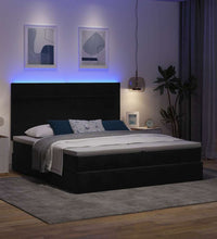 Ottoman-Bett mit Matratzen & LEDs Schwarz 160x200 cm Samt