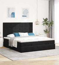 Ottoman-Bett mit Matratzen & LEDs Schwarz 160x200 cm Samt