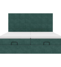 Ottoman-Bett mit Matratzen & LEDs Dunkelgrün 160x200 cm Samt