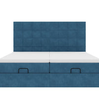 Ottoman-Bett mit Matratzen & LEDs Dunkelblau 160x200 cm Samt