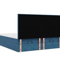 Ottoman-Bett mit Matratzen & LEDs Dunkelblau 160x200 cm Samt