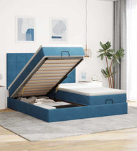 Ottoman-Bett mit Matratzen & LEDs Dunkelblau 160x200 cm Samt