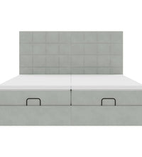 Ottoman-Bett mit Matratzen & LEDs Hellgrau 180x200 cm Samt