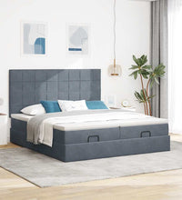 Ottoman-Bett mit Matratzen & LEDs Dunkelgrau 180x200 cm Samt