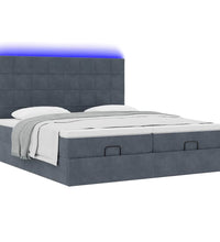Ottoman-Bett mit Matratzen & LEDs Dunkelgrau 180x200 cm Samt