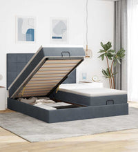 Ottoman-Bett mit Matratzen & LEDs Dunkelgrau 180x200 cm Samt