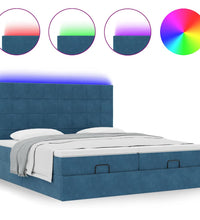 Ottoman-Bett mit Matratzen & LEDs Dunkelblau 180x200 cm Samt