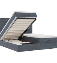 Ottoman-Bett mit Matratzen & LEDs Dunkelgrau 200x200 cm Samt