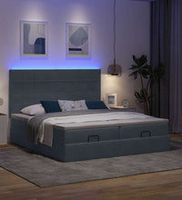 Ottoman-Bett mit Matratzen & LEDs Dunkelgrau 200x200 cm Samt