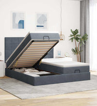 Ottoman-Bett mit Matratzen & LEDs Dunkelgrau 200x200 cm Samt