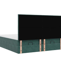 Ottoman-Bett mit Matratzen & LEDs Dunkelgrün 200x200 cm Samt