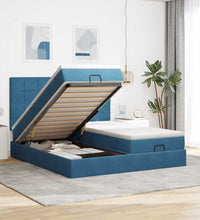 Ottoman-Bett mit Matratzen & LED Dunkelblau 200x200 cm Samt