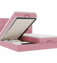 Ottoman-Bett mit Matratzen & LEDs Rosa 200x200 cm Samt