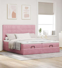 Ottoman-Bett mit Matratzen & LEDs Rosa 200x200 cm Samt