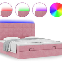 Ottoman-Bett mit Matratzen & LEDs Rosa 200x200 cm Samt