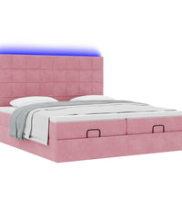 Ottoman-Bett mit Matratzen & LEDs Rosa 200x200 cm Samt