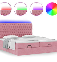 Ottoman-Bett mit Matratzen & LEDs Rosa 160x200 cm Samt