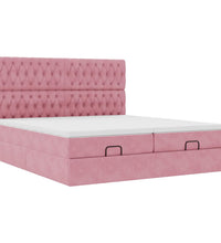 Ottoman-Bett mit Matratzen & LEDs Rosa 160x200 cm Samt