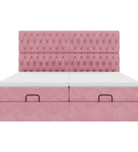 Ottoman-Bett mit Matratzen & LEDs Rosa 160x200 cm Samt
