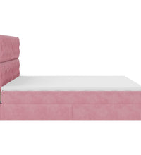Ottoman-Bett mit Matratzen & LEDs Rosa 160x200 cm Samt