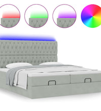 Ottoman-Bett mit Matratzen & LEDs Hellgrau 180x200 cm Samt
