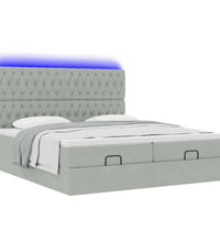 Ottoman-Bett mit Matratzen & LEDs Hellgrau 180x200 cm Samt