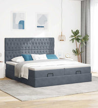 Ottoman-Bett mit Matratzen & LEDs Dunkelgrau 180x200 cm Samt