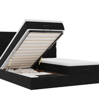Ottoman-Bett mit Matratzen & LEDs Schwarz 180x200 cm Samt