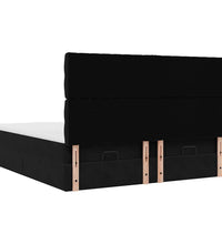 Ottoman-Bett mit Matratzen & LEDs Schwarz 180x200 cm Samt