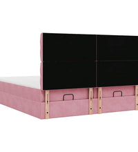 Ottoman-Bett mit Matratzen & LEDs Rosa 180x200 cm Samt