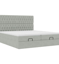Ottoman-Bett mit Matratzen & LEDs Hellgrau 200x200 cm Samt
