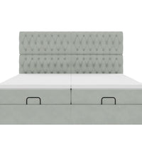 Ottoman-Bett mit Matratzen & LEDs Hellgrau 200x200 cm Samt