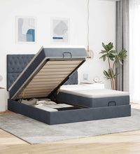 Ottoman-Bett mit Matratzen & LEDs Dunkelgrau 200x200 cm Samt