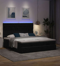 Ottoman-Bett mit Matratzen & LEDs Schwarz 200x200 cm Samt