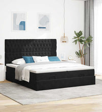 Ottoman-Bett mit Matratzen & LEDs Schwarz 200x200 cm Samt