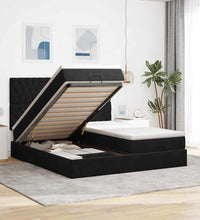 Ottoman-Bett mit Matratzen & LEDs Schwarz 200x200 cm Samt