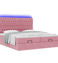 Ottoman-Bett mit Matratzen & LEDs Rosa 200x200 cm Samt