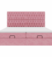 Ottoman-Bett mit Matratzen & LEDs Rosa 200x200 cm Samt
