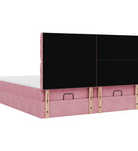 Ottoman-Bett mit Matratzen & LEDs Rosa 200x200 cm Samt