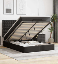 Ottoman-Bett mit Matratzen & LEDs Hellgrau 160x200 cm Samt