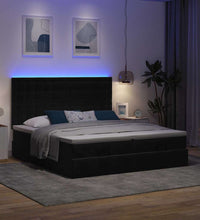 Ottoman-Bett mit Matratzen & LEDs Schwarz 160x200 cm Samt