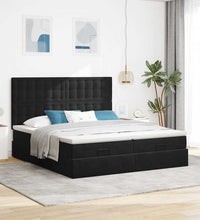 Ottoman-Bett mit Matratzen & LEDs Schwarz 160x200 cm Samt