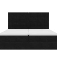 Ottoman-Bett mit Matratzen & LEDs Schwarz 160x200 cm Samt